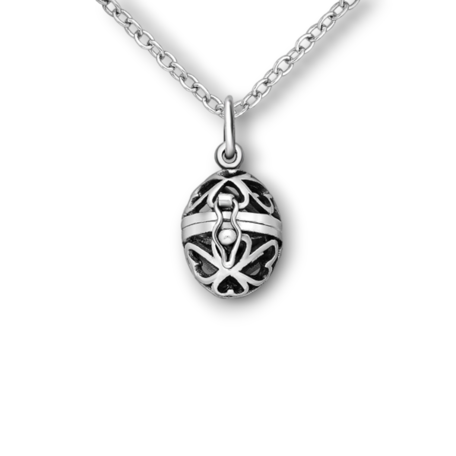 Sterling Silver Oxidized Heart Locket Pendant Necklace
