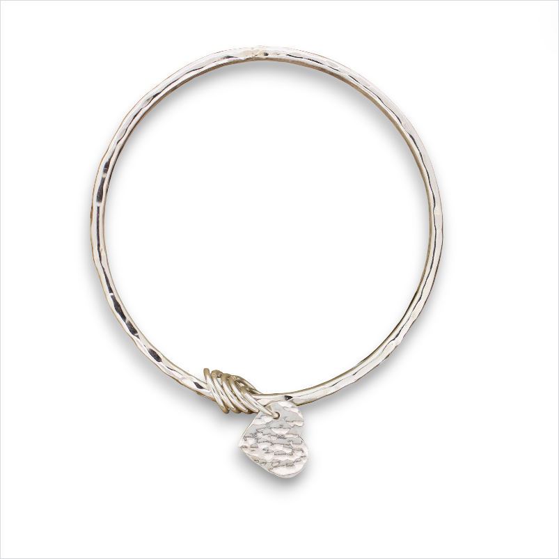 Sterling Silver Hammered Bangle - 3.5mm