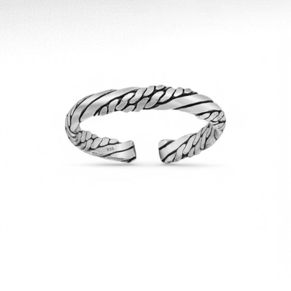 Sterling Silver Adjustable Oxidized Toe Ring