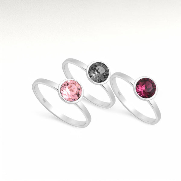 Sterling Silver Ring Decorated with Fine Austrian Crystal