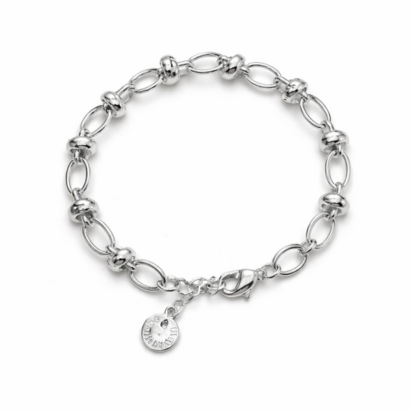 Modern silver bracelet with lobster clasp