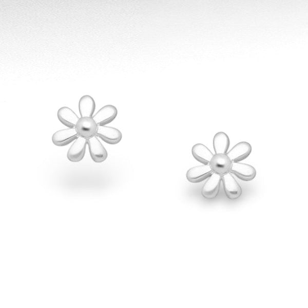 Sterling Silver Flower Push-Back Earrings